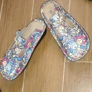 Alegria Mylee Itchycoo Printed Leather Platform Clogs EU36